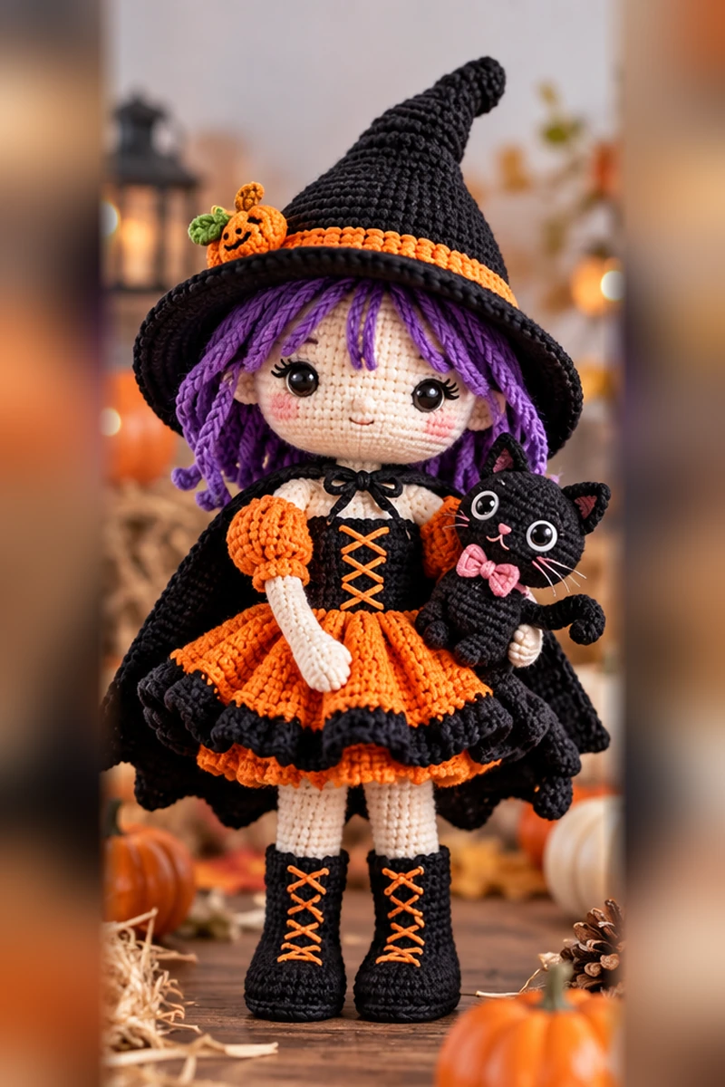 Crochet Witch Doll Ideas & Free Mini Witch Hat Pattern